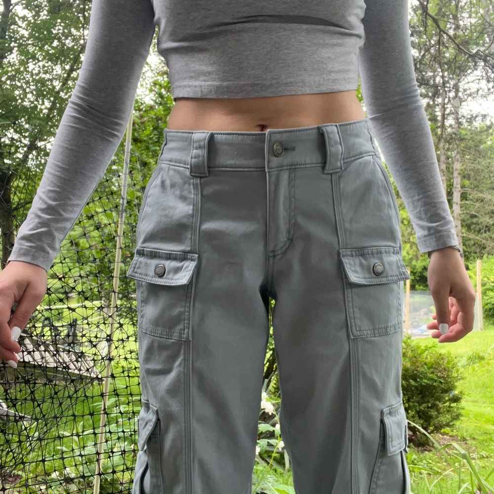 Hollister Low-Rise Gray/Light Blue Cargo Pants